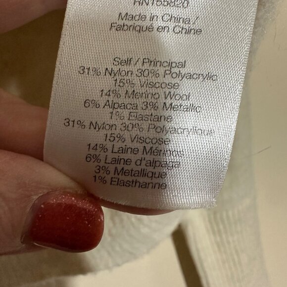 Veronica Beard Miley Metallic V Neck Sweater Ivory Multi Womens Size Medium Wool - Picture 7 of 9